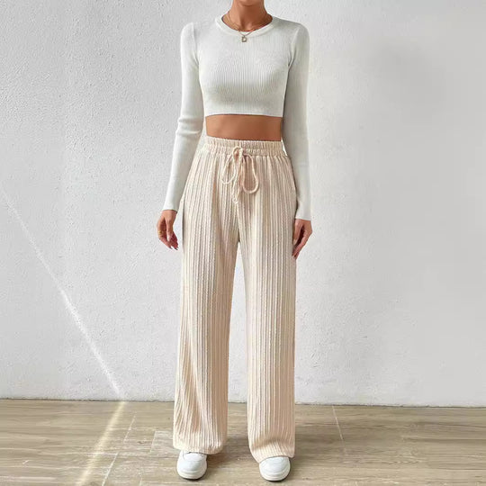 Damen Lässige Stretch-Hose mit elastischem Bund und praktischer Kordel EB