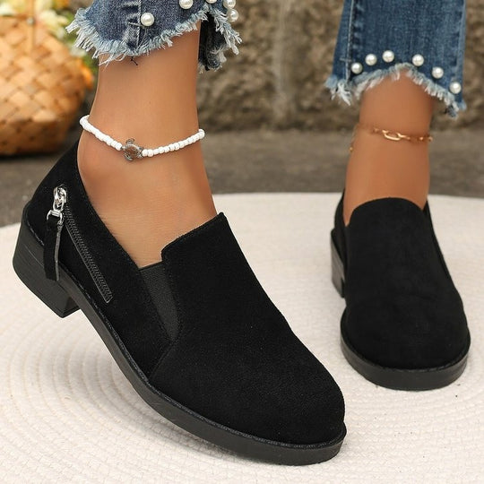 Damen modische Stiefeletten mit seitlichem Reißverschluss und ergonomischer Sohle EB