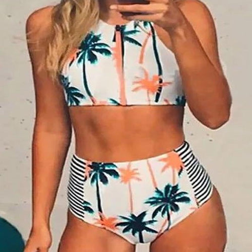 Damen Cropped Badeset mit asymmetrischem Reißverschluss EB
