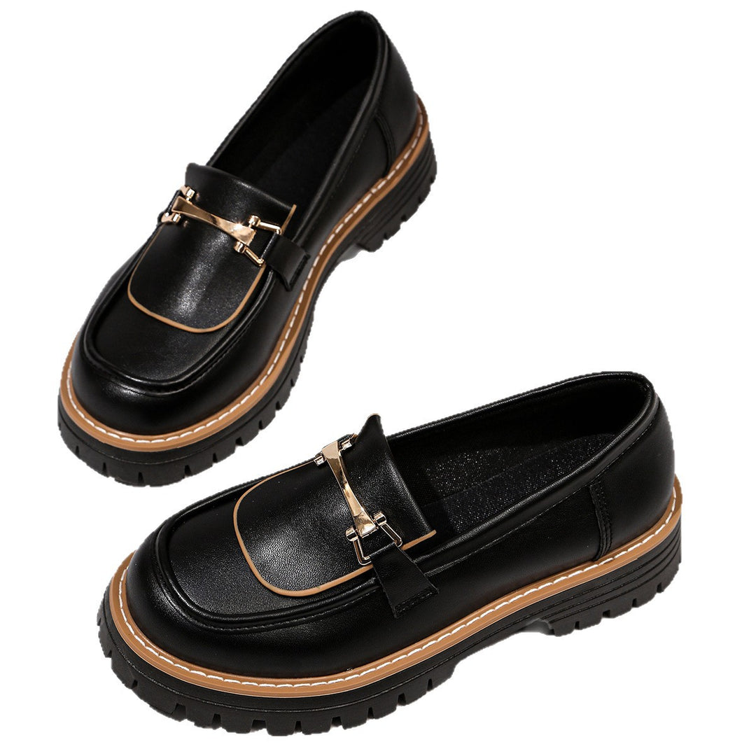 Damen modische Loafers mit stabiler Profilsohle und stilvollem Schnallendesign EB