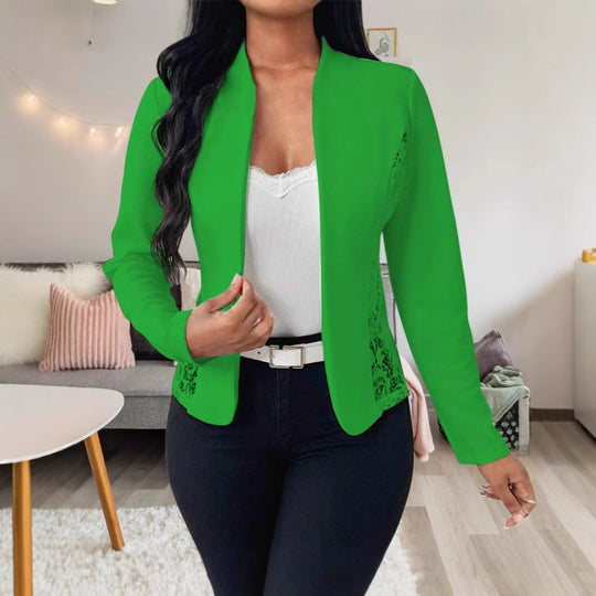 Damen elegante Blazerjacke mit Spitzenakzenten EB