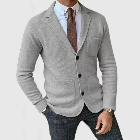 Herren Strickblazer mit Knopfleiste und praktischen Taschen EB