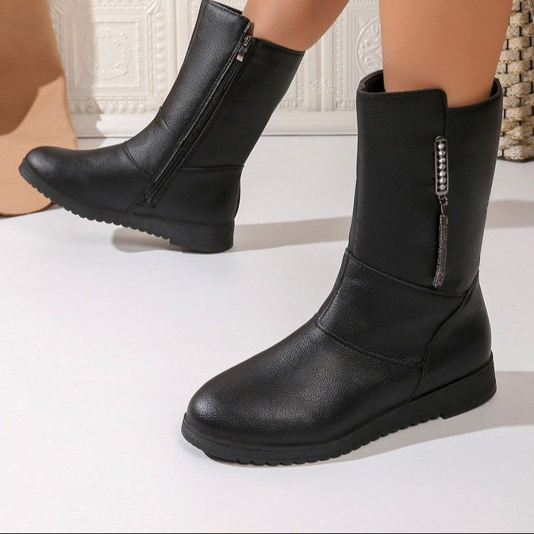 Damen modische Stiefel mit elegantem Reißverschluss und komfortabler Sohle EB