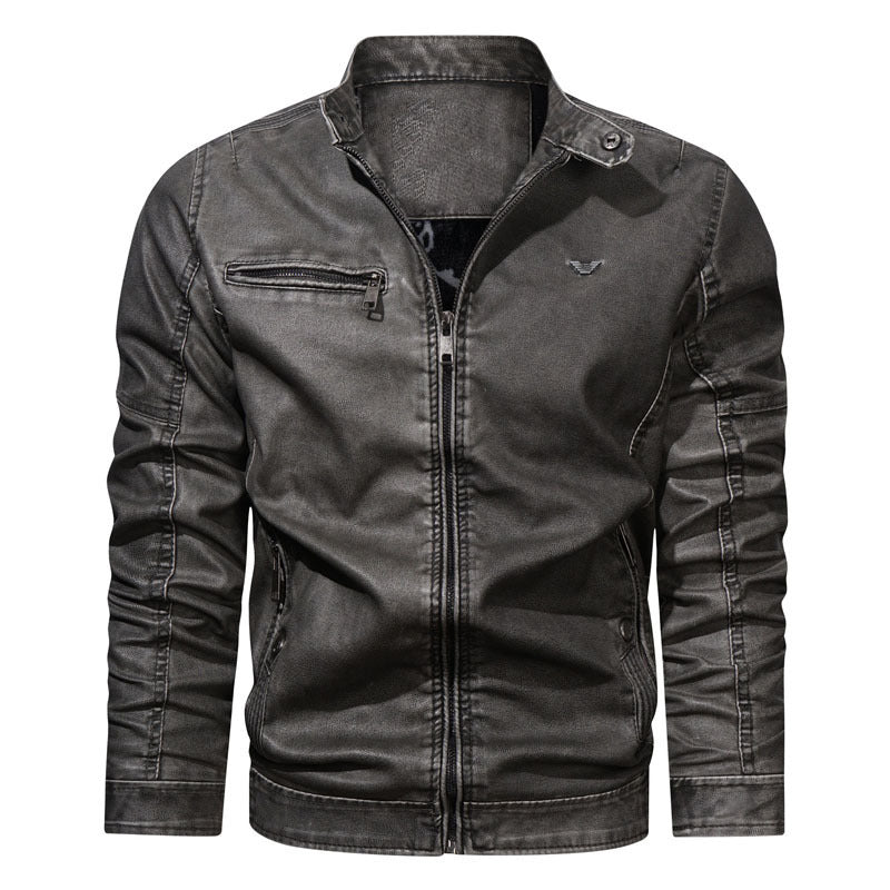 Herren Jeansblouson im Aviator‑Style mit Vintage‑Waschung und Reißverschlusstaschen EB