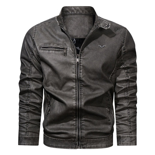 Herren Jeansblouson im Aviator‑Style mit Vintage‑Waschung und Reißverschlusstaschen EB