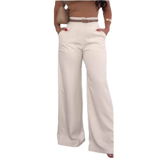 Damen Weit geschnittene Hochtaillenhose mit Taschen EB