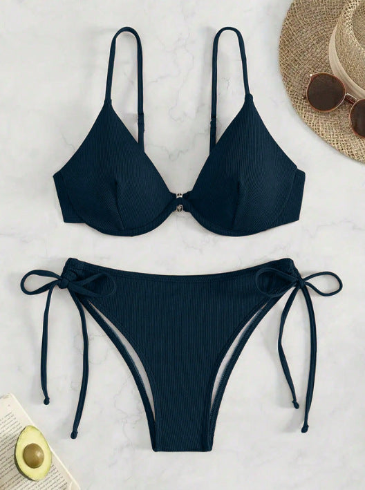 Damen Triangel-Bikini mit verstellbaren Trägern und Seitenschnürungen EB