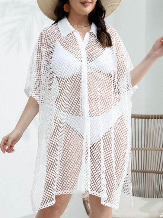 Damen transparenter Strandüberwurf aus Netzmaterial EB