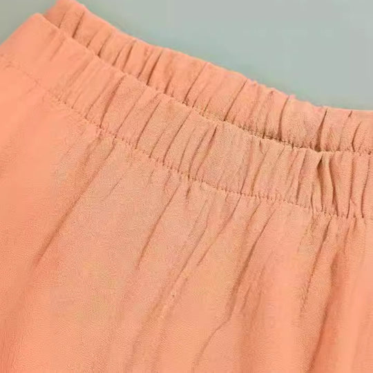 Damen Weite Culotte-Hose mit überlappendem Tulpen-Saum und elastischem Bund EB