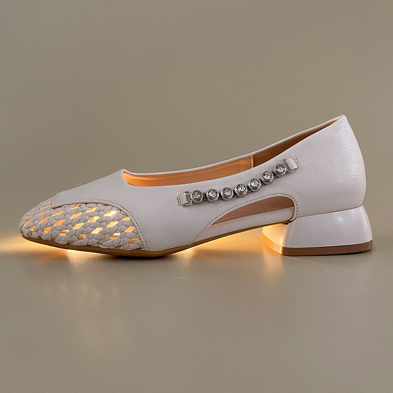 Damen Ballerinas mit glänzenden Applikationen und stilvollem Flechtmuster EB