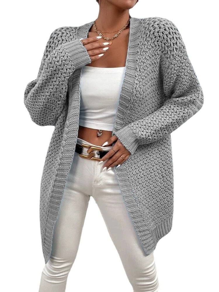 Damen Strickjacke mit luftiger Lochmusterung und lässigem Design EB