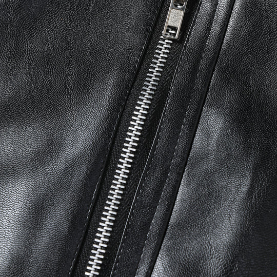 Herren Modische Kunstlederjacke mit asymmetrischem Reißverschluss