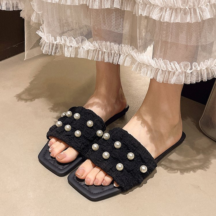 Damen Sandalen mit eleganten Perlenakzenten EB