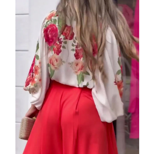 Damen Elegante und luftige Palazzo-Hose mit hohem Bund EB