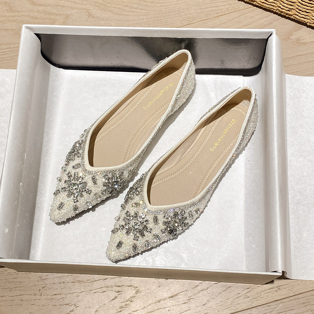 Damen Ballerinas mit funkelnder Strassverzierung und elegantem Obermaterial EB