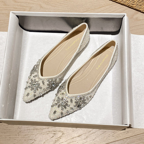 Damen Ballerinas mit funkelnder Strassverzierung und elegantem Obermaterial EB