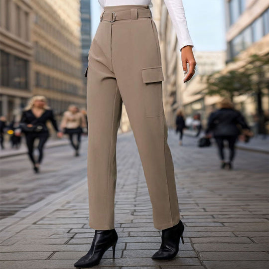 Damen Cargo-Hosen mit hohem Bund und praktischen Seitentaschen EB