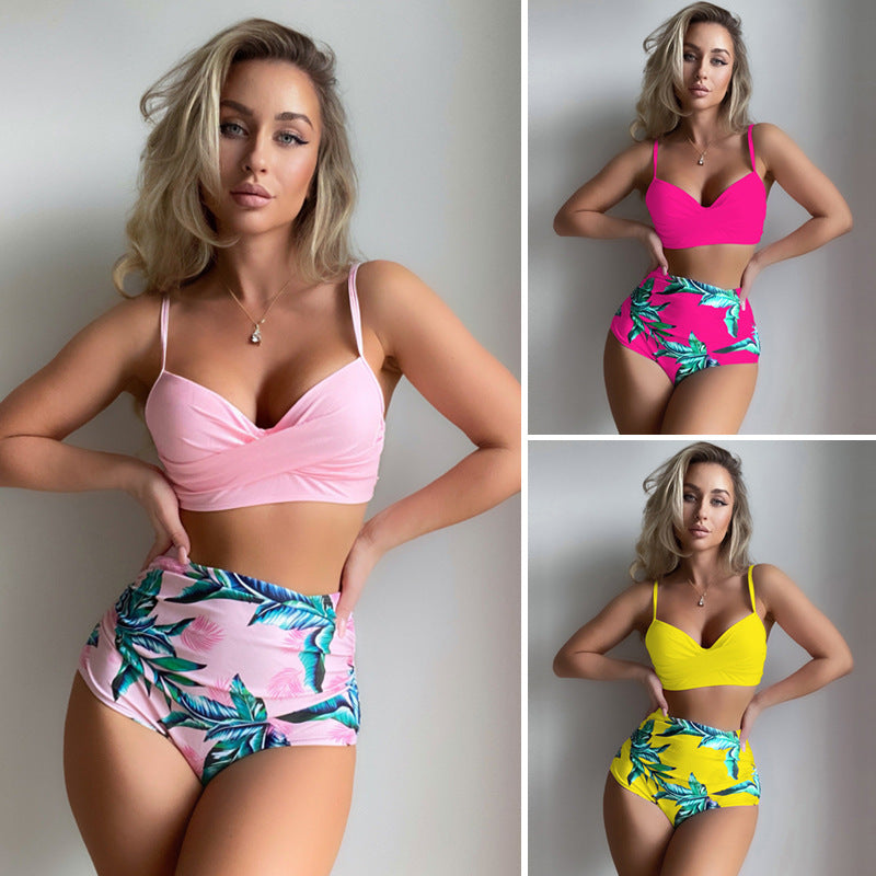 Damen Hoch taillierter Bikini mit kreativem Wickeldesign EB