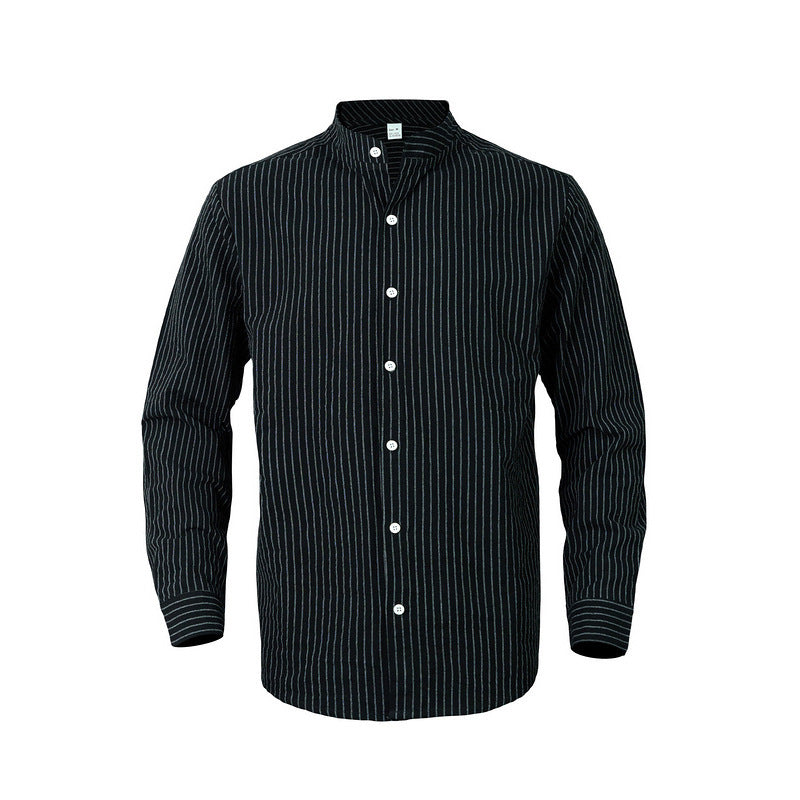 Herren Hemd mit modischem Streifenmuster und modernem Stehkragen EB