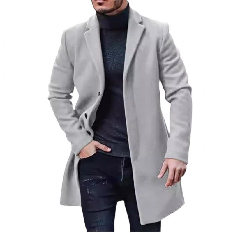 Herren eleganter und klassischer Wollmantel mit schmalem Schnitt EB