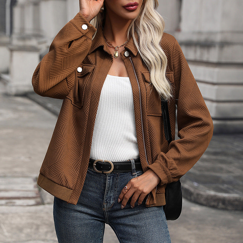 Damen moderner Utility-Jacke mit strukturiertem Obermaterial und praktischen Taschen EB