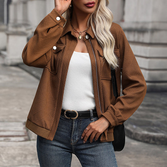 Damen moderner Utility-Jacke mit strukturiertem Obermaterial und praktischen Taschen EB