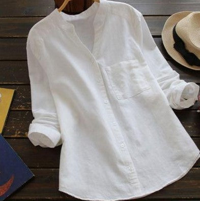 Damen Leichte Langarmbluse mit farbenfrohem Design und modischem Kragen EB