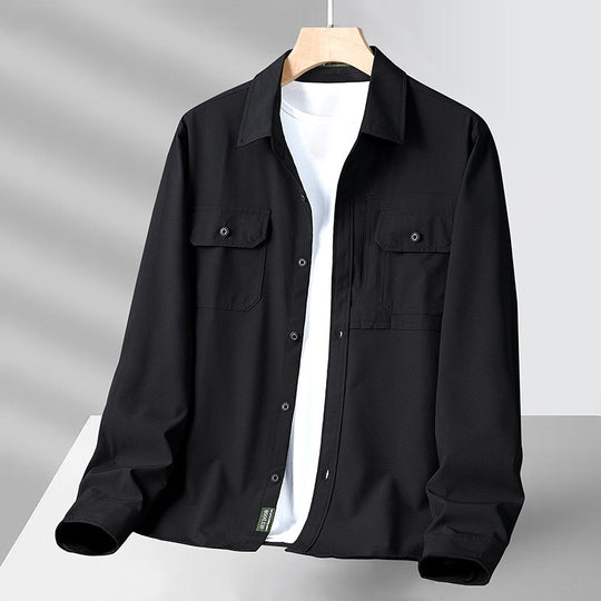 Herren nan strukturiertes Overshirt aus atmungsaktivem Ripstop mit zwei Klappbrusttaschen EB