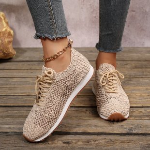 Damen  gestrickte Slip-On Plateau-Sneaker mit atmungsaktivem Obermaterial und gepolstertem Komfortfußbett EB