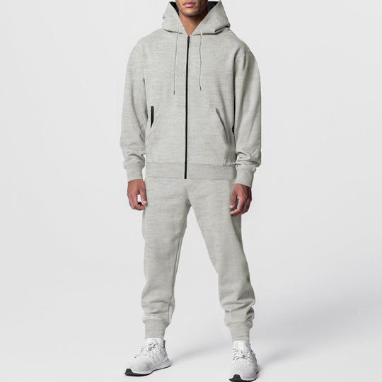 Herren sportliches Hoodie-Set mit Taschen und elastischen Bündchen EB