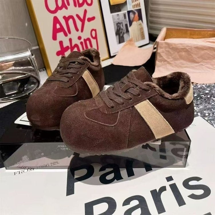 Damen Fleecegefütterte Sneakers mit sportlichem Design und rutschfester Laufsohle EB