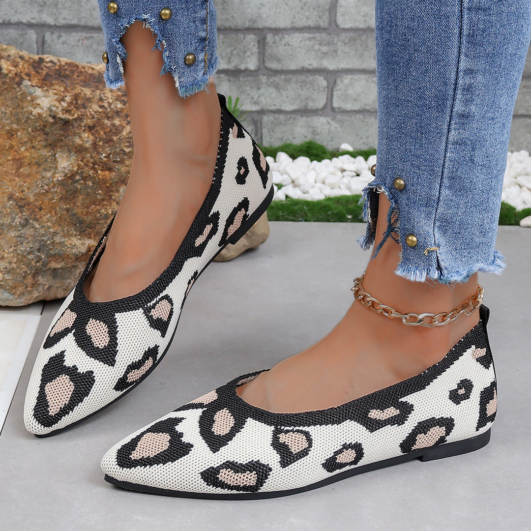 Damen Ballerinas mit modernem Leopardenmuster und bequemer Sohle EB