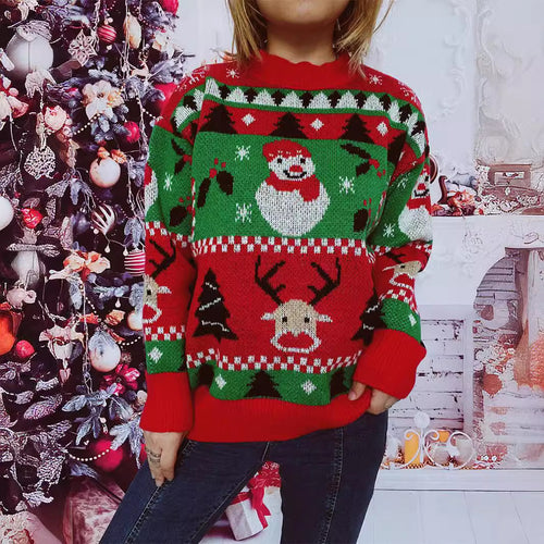 Damen Weihnachts-Pullover mit festlichem Motiv und angenehmem Schnitt EB