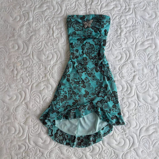 Damen Elegantes bodenlanges Kleid mit floralen Mustern EB
