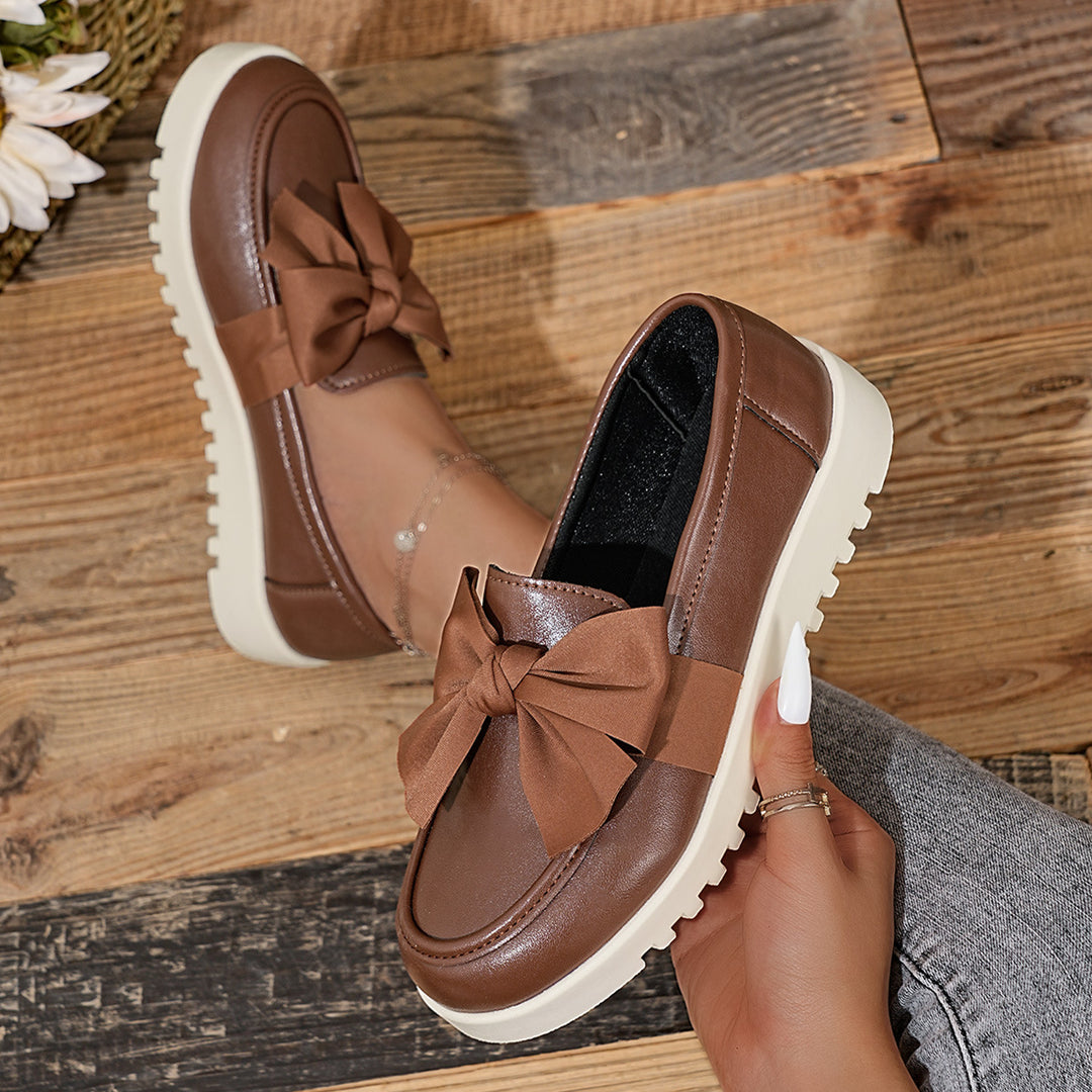 Damen Loafers mit dekorativem Schleifen-Design und rutschfester Sohle EB