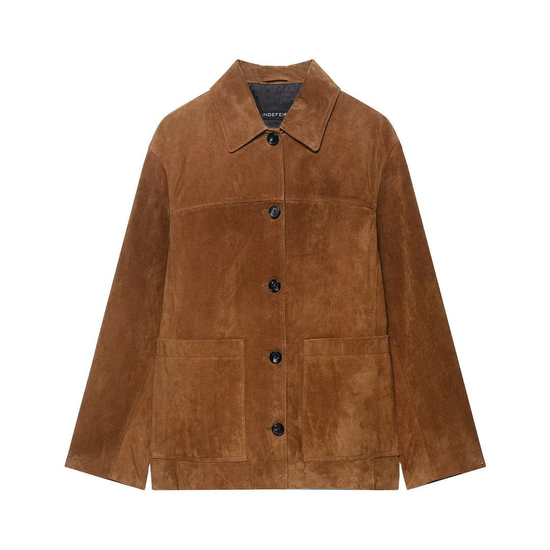 Damen Suedejacke im modernen Schnitt mit großen Taschen EB