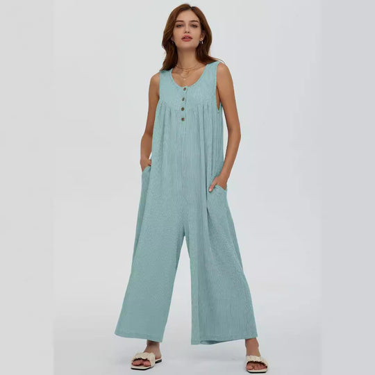 Damen Freizeit-Overall mit tiefem Ausschnitt und praktischen Taschen EB