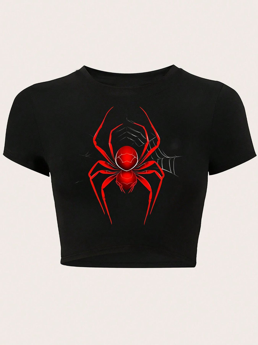 Damen Crop-T-Shirt mit kreativem Telefon-Design EB