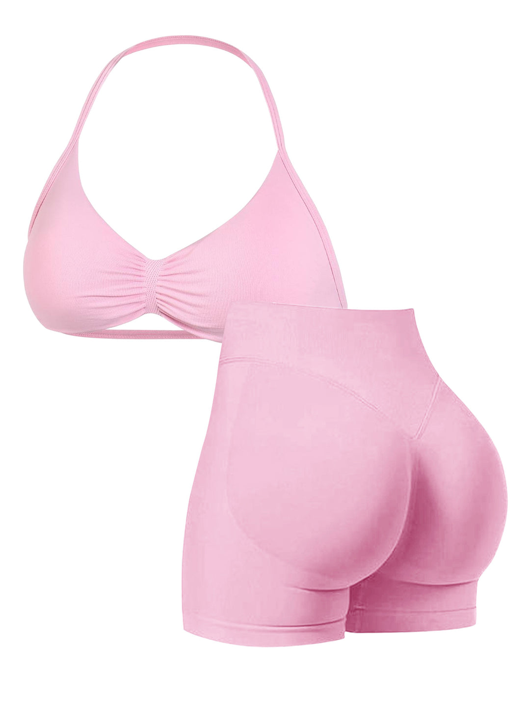 Damen Sport-Bikini-Oberteil mit hoch geschnittenen Shorts und nahtlosem Design EB