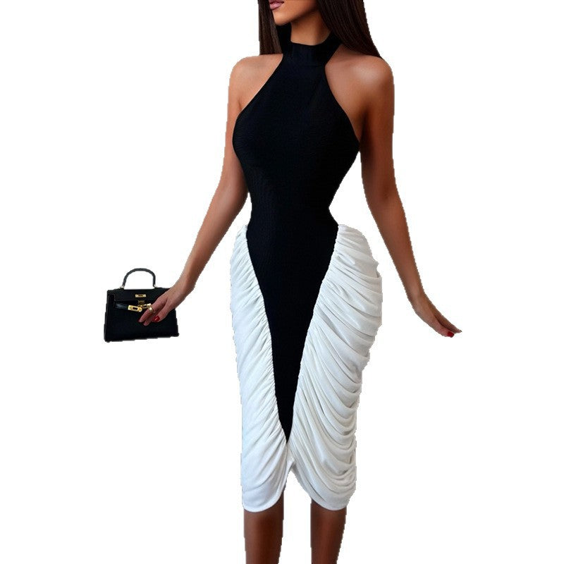 Damen figurbetontes Midi-Kleid mit asymmetrischem Design EB