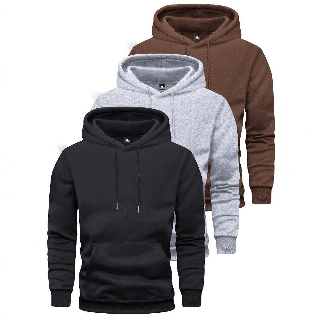 Unisex schlichter Kapuzenpullover mit Kängurutasche, gerippten Bündchen und relaxed Fit EB