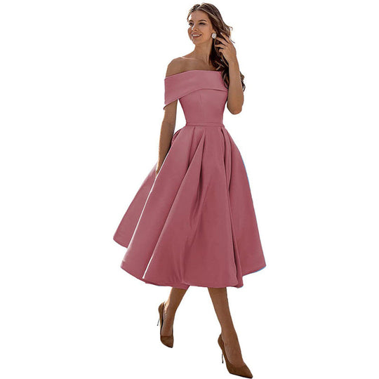 EB | Legere Mode Satin Cocktailkleid Ohne Träger