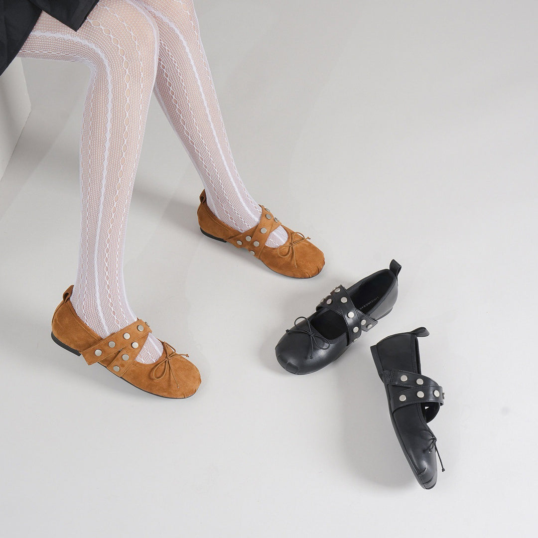 Damen Ballerinas mit modischem Schnallen- und Schleifendetail EB
