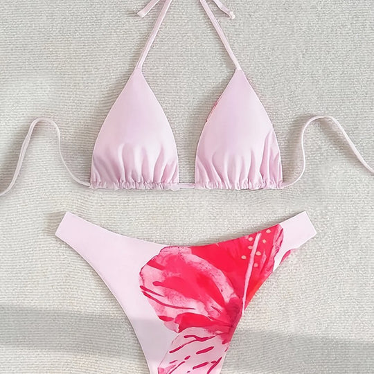 Damen Triangel-Bikini-Set mit floralem Design und verstellbaren Trägern EB