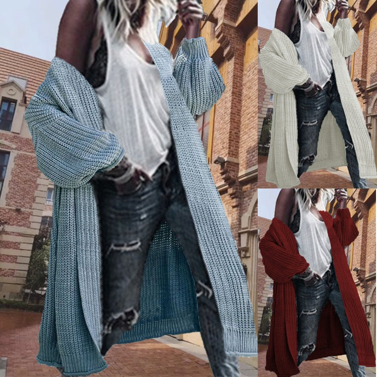 Damen Grobstrickjacke mit weit geschnittenen Ärmeln und offenen Vorderseite EB