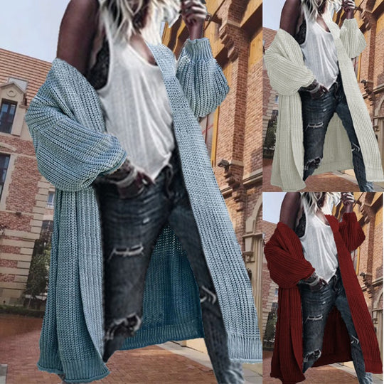 Damen Grobstrickjacke mit weit geschnittenen Ärmeln und offenen Vorderseite EB