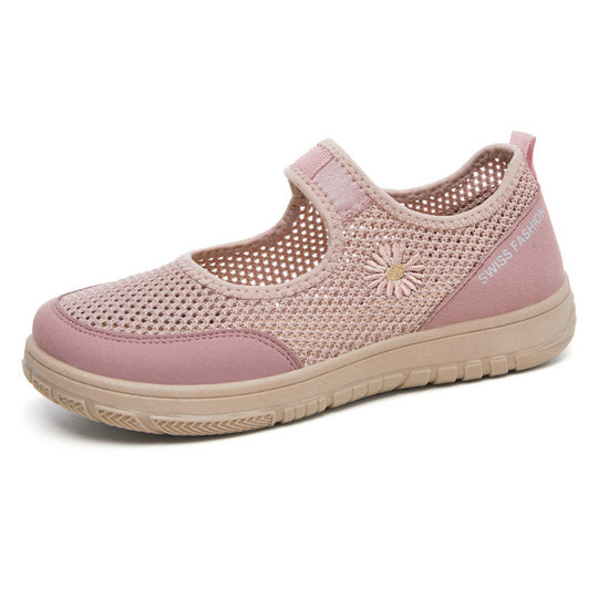 Damen Atmungsaktive Ballerinas mit dekorativem Blumenmuster EB
