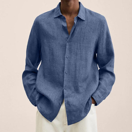 Herren nan leichtes Leinenhemd mit klassischem Kragen und lässigem Relaxed Fit EB
