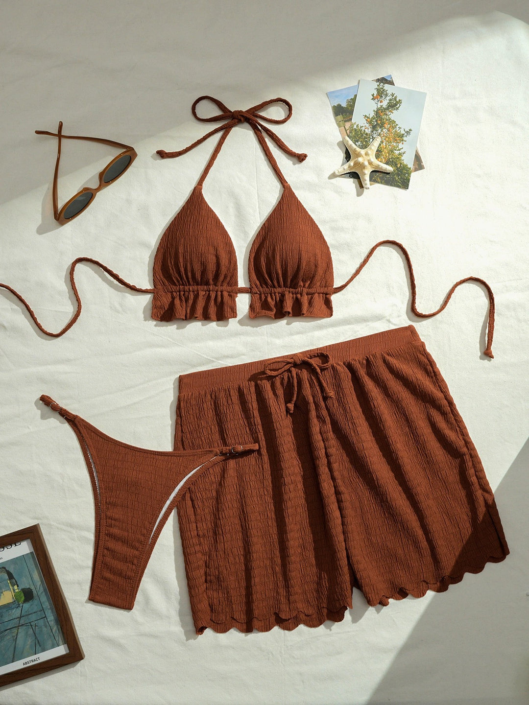 Damen Triangel-Bikini-Set mit lässigen Shorts EB
