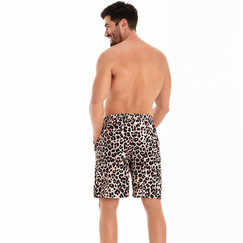 Herren Badeshorts im modernen Leopardenmuster mit verstellbarem Bund EB